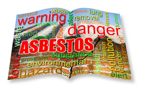 Dangerous asbestos roof concept image - 3D rendering concept image of an opened photo book isolated on white - I'm the copyright owner of the images used in this 3D renderの写真素材