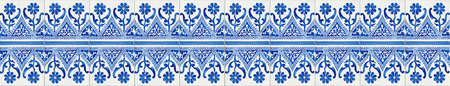 Typical Portuguese decorations with colored ceramic tiles - seamless texture