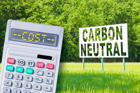 CO2 Carbon Neutral concept against an advertising billboard immersed in nature