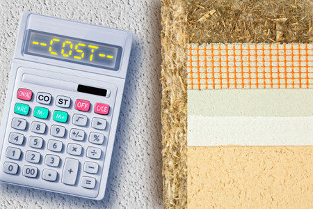 How much does it cost to make a thermal insulation coatings with hemp for building energy efficiency - concept with calculatorの写真素材