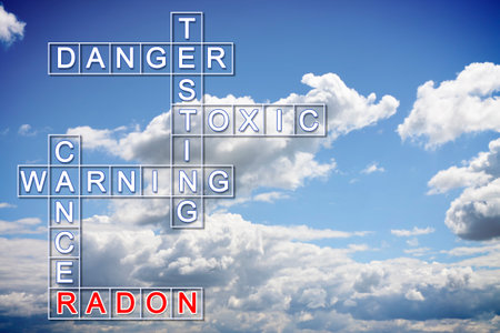 The danger of radon gas - crossword puzzle concept image with copy spaceの写真素材