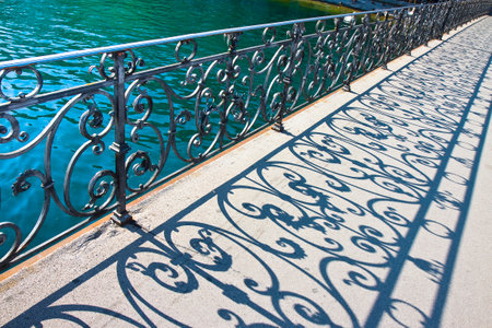 Old wrought iron railing on a walkway in Lucerne (Switzerland)