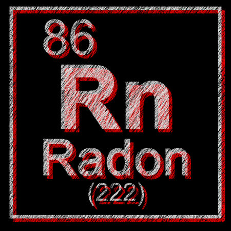Radon gas text design concept - It is a dangerous noble radioactive gas with symbol Rn and atomic number 86 and is the second most frequent cause of lung cancerの写真素材