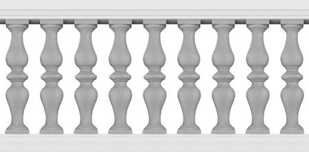 Old classic stone italian balustrade - seamless pattern concept on white backgroud for easy selection useful for renderingsの写真素材