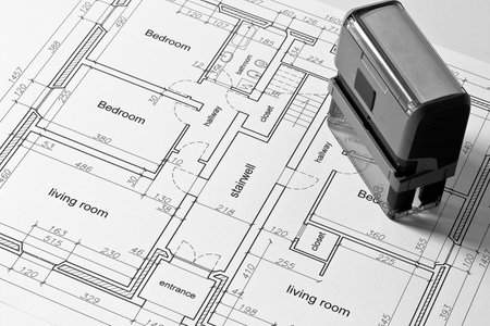 Residential building project - concept macro photography of print on paperの写真素材