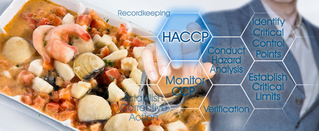 Frozen crustaceans HACCP (Hazard Analyzes and Critical Control Points) - Food Safety and Quality Control in food industry - concept with shellfishの写真素材