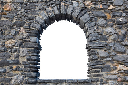Blank space view from an old stone window - concept with copy spaceの写真素材