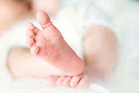 Close up of newborn baby feetの写真素材