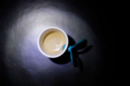 Flat lay of an angel cup of coffeeの写真素材