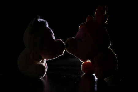 teddy bears Silhouettes on a dark backgroundの写真素材