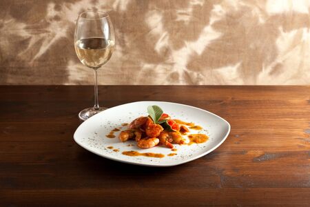 Prawns with tomatoeの写真素材