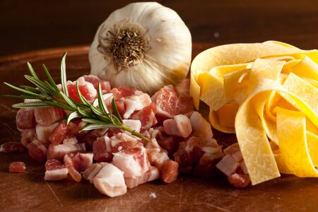 pasta with baconの写真素材