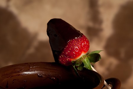 Strawberries with melted choccolateの写真素材
