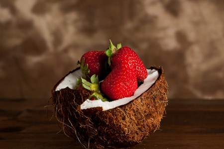 coconut with strawberries