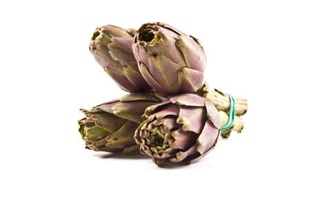 artichokes on white backgroundの写真素材