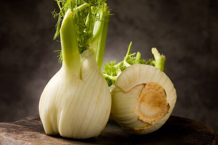 photo of delicious fresh fennel on wooden tableの写真素材