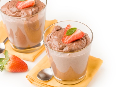 photo of deliciouis chocolate mousse on white isolated backgroundの写真素材