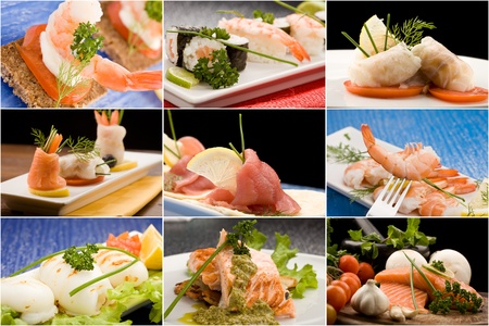 set of different fish photos arranged together into a collageの写真素材