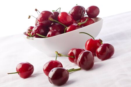 photo of delicious cherries on white isolated backgroundの写真素材