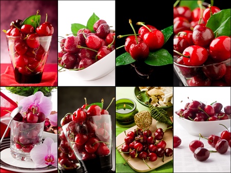 different cherry photographers arranged into a collageの写真素材