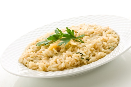 photo of delicious risotto dish with grana parmesan cheeseの写真素材