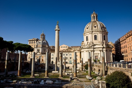 photo of the church in the roman traiano forum taken by daylightの写真素材