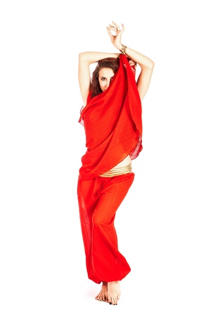sexy arabian dancer on white isolated backgroundの写真素材