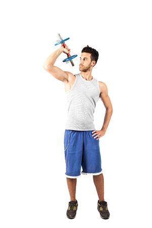 photo of man who is doing fitness exercicesの写真素材
