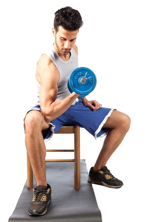  man who is doing fitness exercicesの写真素材