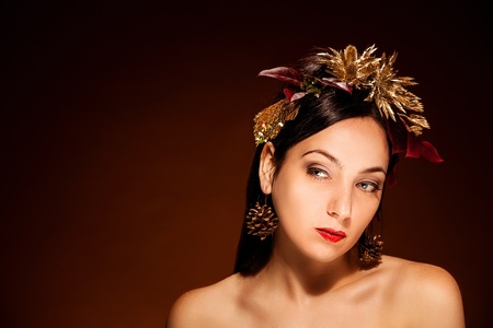 Brunette Female with luxurious Hair Style and makeupの写真素材