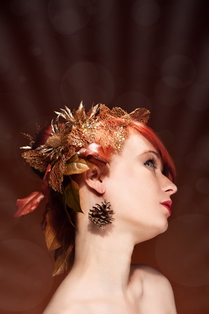 Red Hair Female with luxurious Hair Style and makeupの写真素材