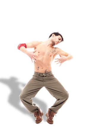 photo of dancer dancing over isolated backgroundの写真素材