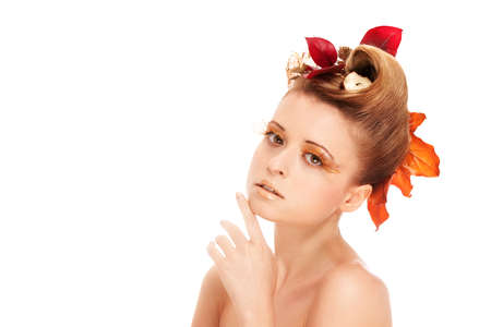 Photo of woman with autumn makeupの写真素材