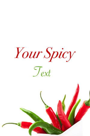 Photo of colorful peppers over white isolated backgroundの写真素材