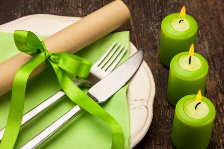 Photo of dinner invitation with menuの写真素材