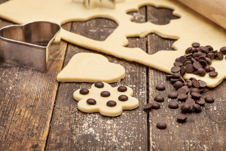 Photo of home made biscuits over wooden tableの写真素材