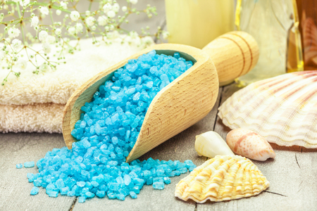 Photo of sea salt and other spa productsの写真素材