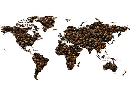 an heart made with coffee beans - caffe espressoの写真素材