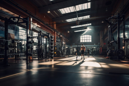 Athletic man training in a gym. Crossfit conceptの素材