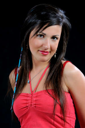 Federica in a series of portraits in artificial lightの写真素材