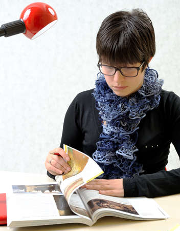 Student engaged in readingの写真素材