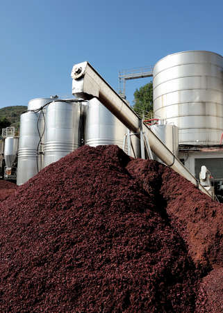 Silos and steel machinery for the processing of the grapes.の写真素材