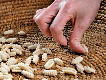 Homemade dumplings with flour made from durum wheat semolina.の写真素材