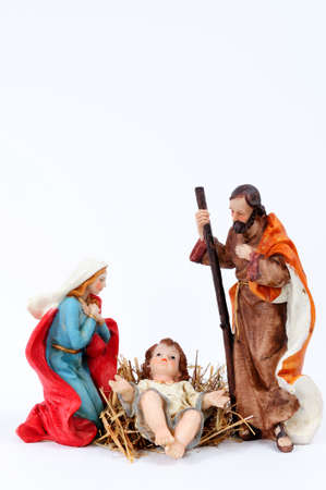 Elements of the Catholic Christian crib isolated on white background.の写真素材