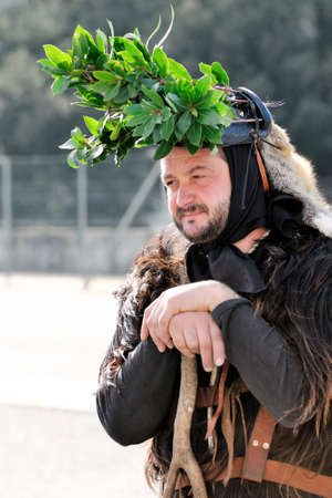 Orani, Sardinia - March 6, 2011: Parade of traditional masks of Sardinia at the Carnival of 6 March 2011 in Orani, Sardinia.のeditorial素材