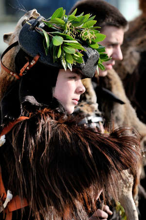 Orani, Sardinia - March 6, 2011: Parade of traditional masks of Sardinia at the Carnival of 6 March 2011 in Orani, Sardinia.のeditorial素材