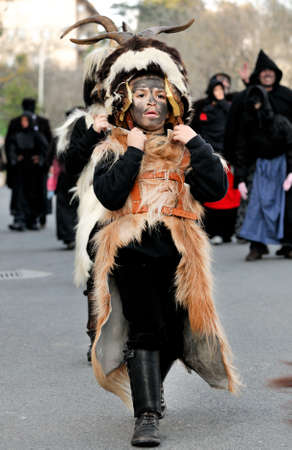 Orani, Sardinia - March 6, 2011: Parade of traditional masks of Sardinia at the Carnival of 6 March 2011 in Orani, Sardinia.のeditorial素材