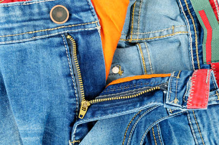 Zipper detail of pants in jeans for men light blue colorの写真素材