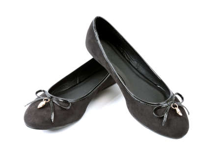 Ballerina shoes without heels photographed on white background.の写真素材
