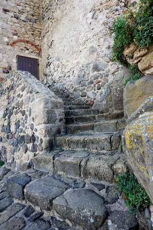 Tower of St. John of Sinis and particular the access stairway stoneの写真素材